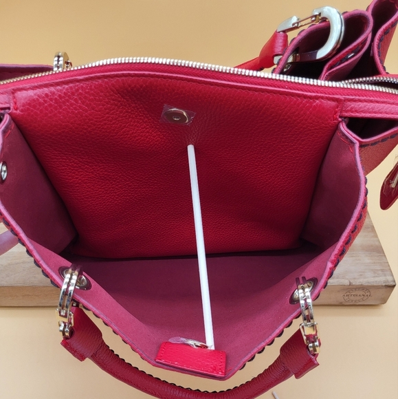 Plinio Visona Genuine Italian Leather Bag w/Gold Hardware, Dust Cover & Strap - Picture 8 of 15